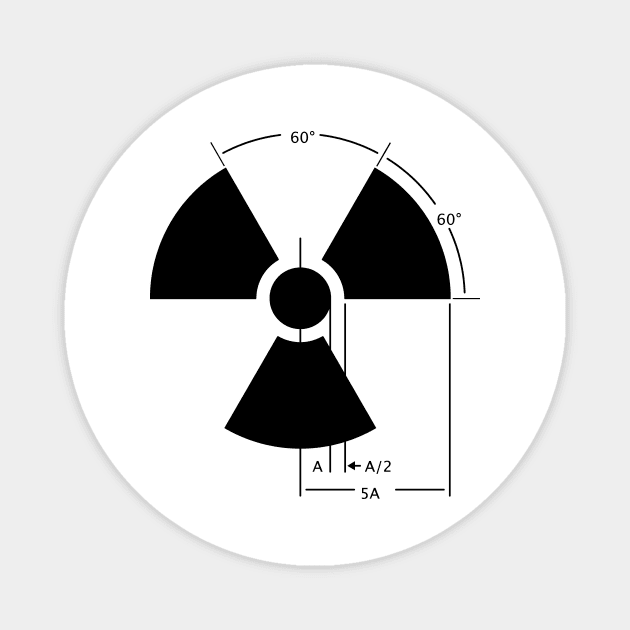 Warning Radiation Sign Design Black on White Magnet by Rupert Russell